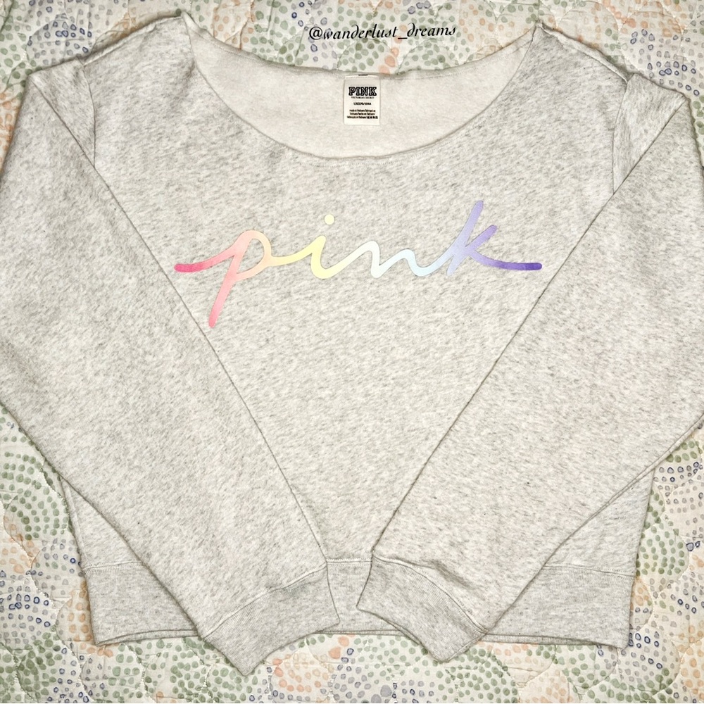 NWOT Victoria’s Secret Pink Cropped Fleece Sweatshirt - Size Large